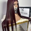 24 Inch Bone Straight Burgundy